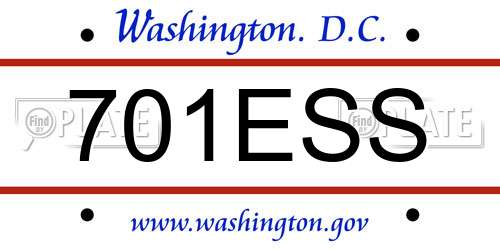 701ESS District Of Columbia License Plate