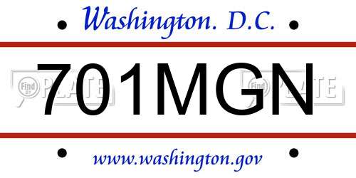 701MGN District Of Columbia License Plate