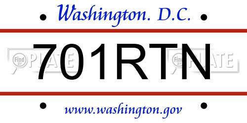 701RTN District Of Columbia License Plate