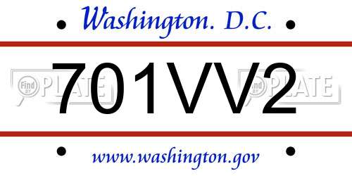 701VV2 District Of Columbia License Plate