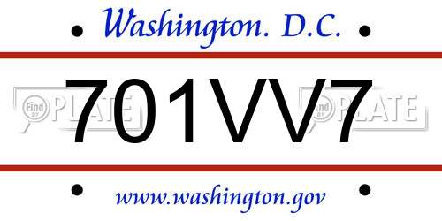 701VV7 District Of Columbia License Plate