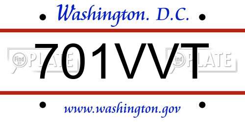 701VVT District Of Columbia License Plate