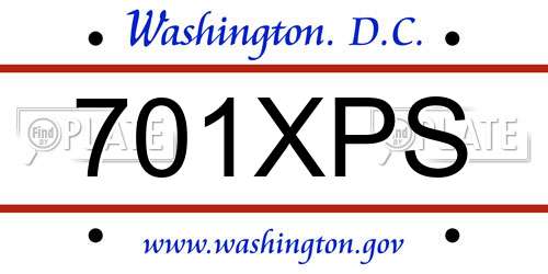 701XPS District Of Columbia License Plate