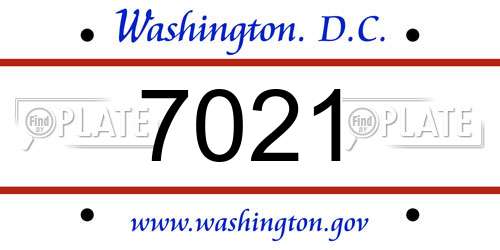 7021 District Of Columbia License Plate