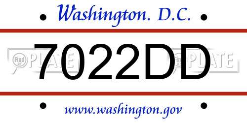 7022DD District Of Columbia License Plate