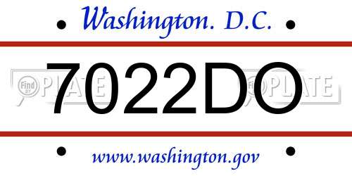 7022DO District Of Columbia License Plate