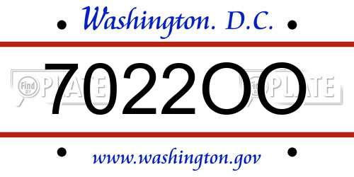 7022OO District Of Columbia License Plate