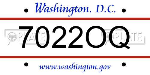 7022OQ District Of Columbia License Plate