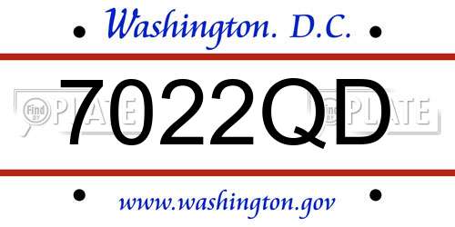 7022QD District Of Columbia License Plate