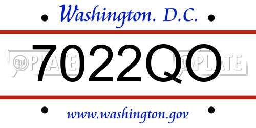 7022QO District Of Columbia License Plate
