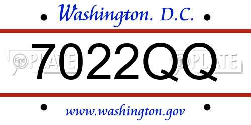 7022QQ District Of Columbia License Plate