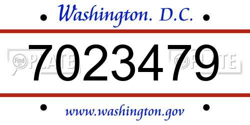 7023479 District Of Columbia License Plate