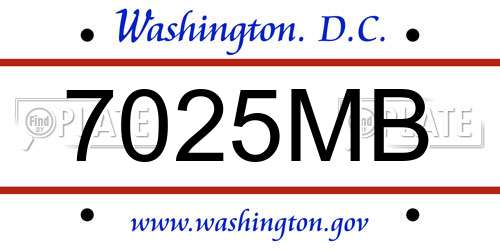 7025MB District Of Columbia License Plate