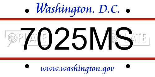 7025MS District Of Columbia License Plate