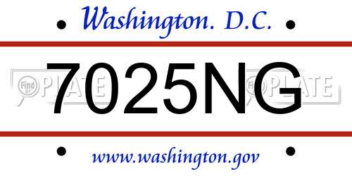 7025NG District Of Columbia License Plate
