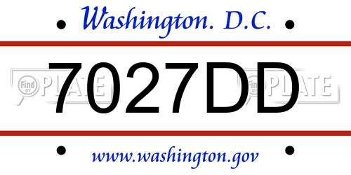 7027DD District Of Columbia License Plate