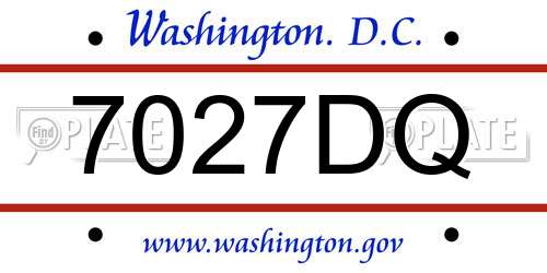 7027DQ District Of Columbia License Plate