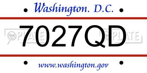 7027QD District Of Columbia License Plate