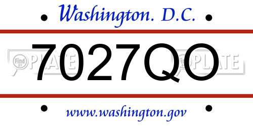 7027QO District Of Columbia License Plate