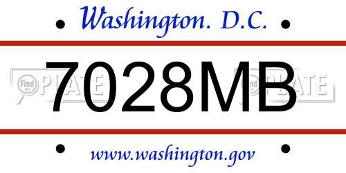 7028MB District Of Columbia License Plate