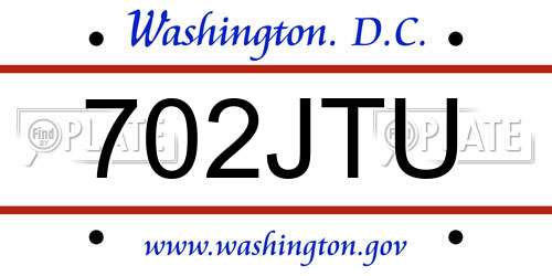 702JTU District Of Columbia License Plate