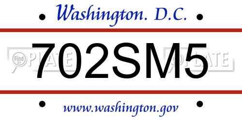 702SM5 District Of Columbia License Plate