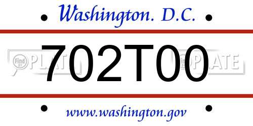 702T00 District Of Columbia License Plate