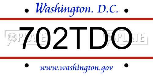 702TDO District Of Columbia License Plate