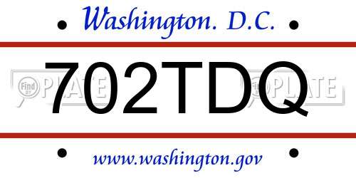 702TDQ District Of Columbia License Plate