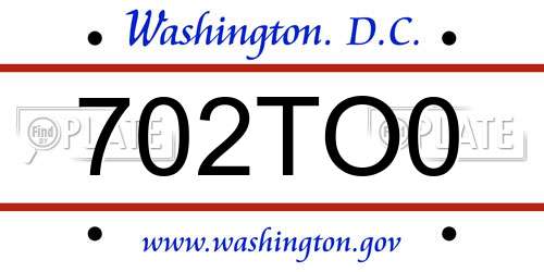 702TO0 District Of Columbia License Plate