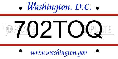 702TOQ District Of Columbia License Plate