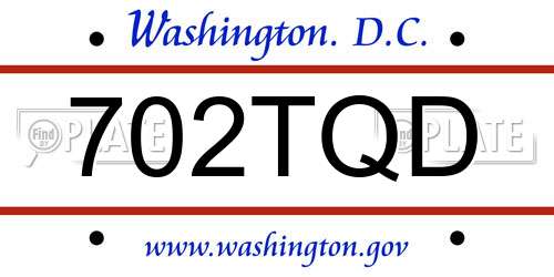 702TQD District Of Columbia License Plate