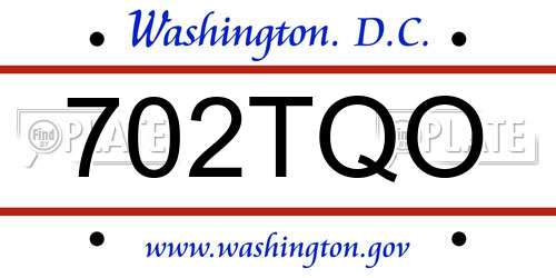 702TQO District Of Columbia License Plate