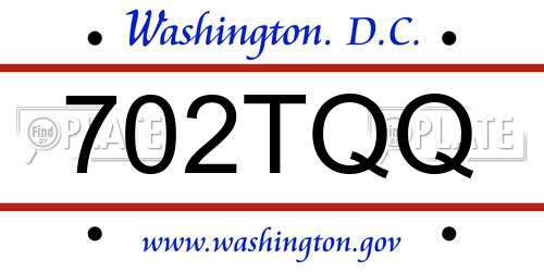 702TQQ District Of Columbia License Plate
