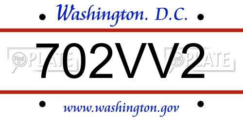 702VV2 District Of Columbia License Plate