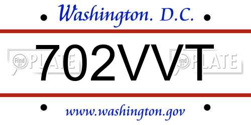 702VVT District Of Columbia License Plate