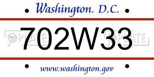 702W33 District Of Columbia License Plate
