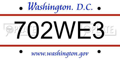 702WE3 District Of Columbia License Plate
