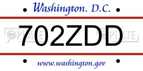 702ZDD District Of Columbia License Plate