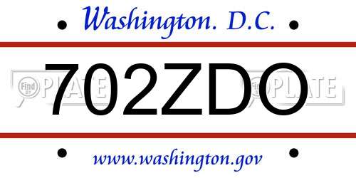 702ZDO District Of Columbia License Plate