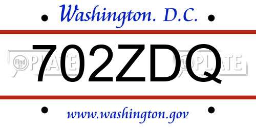 702ZDQ District Of Columbia License Plate