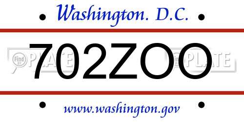 702ZOO District Of Columbia License Plate