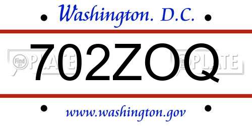 702ZOQ District Of Columbia License Plate