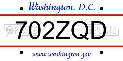 702ZQD District Of Columbia License Plate