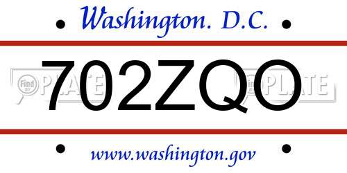 702ZQO District Of Columbia License Plate