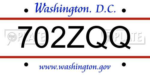 702ZQQ District Of Columbia License Plate