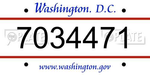7034471 District Of Columbia License Plate