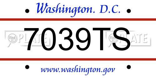 7039TS District Of Columbia License Plate