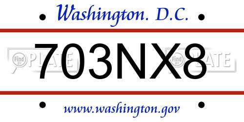 703NX8 District Of Columbia License Plate