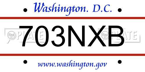 703NXB District Of Columbia License Plate